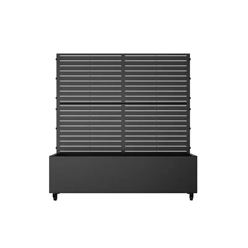 MAYEERTY Planter Box with Trellis Iron Black Louvered Classic Style 47x47x16in 3-Piece Set