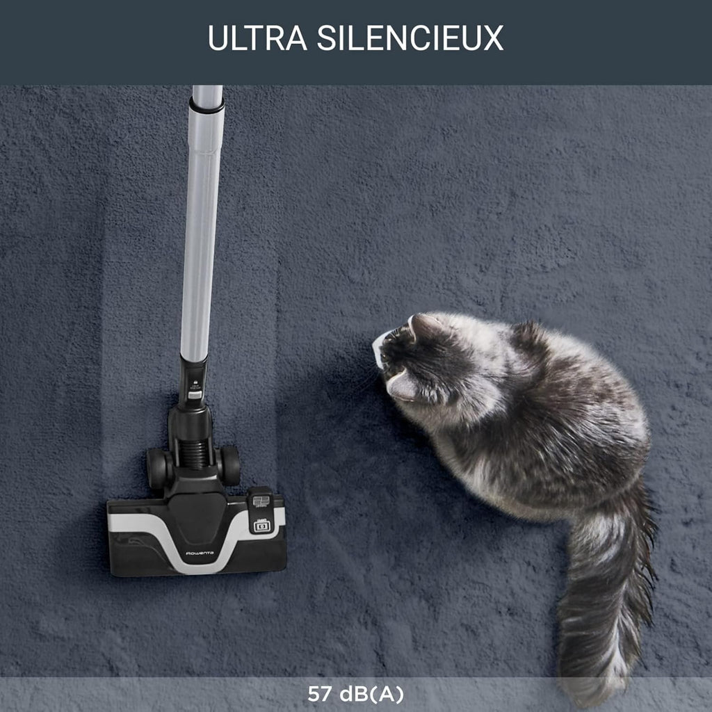 Rowenta Aspirateur avec sac, Silencieux, Performant, Basse consommation d’énergie, Haute filtration, Capacité 4,5 L, Accessoires poils d'animaux, Fabriqué en France, Silence Force, Rouge RO7473EA