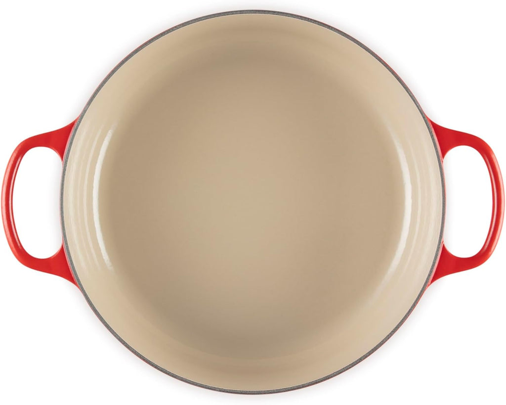 LE CREUSET Cocotte Ronde Basse en Fonte émaillée Signature, 30 cm, 6,2 L, Cerise, 21179300602430
