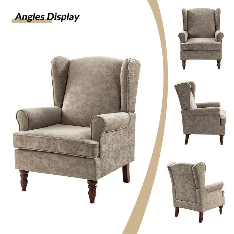 Epimethis Traditional Fabric Accent Armchair with Turned Legs Set of 2 by HULALA HOME