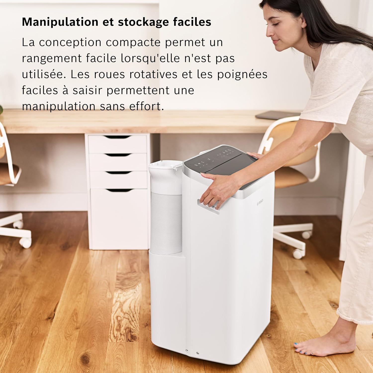 Bosch Cool 4000 Portable AC - 3 en 1 Climatiseur, Déshumidificateur, Ventilateur - 2,6 kW pour les pièces jusqu'à 35m² - Avec Mode Auto, Mode Silencieux et Mode Veille (48 db (A)) Classe A+]
