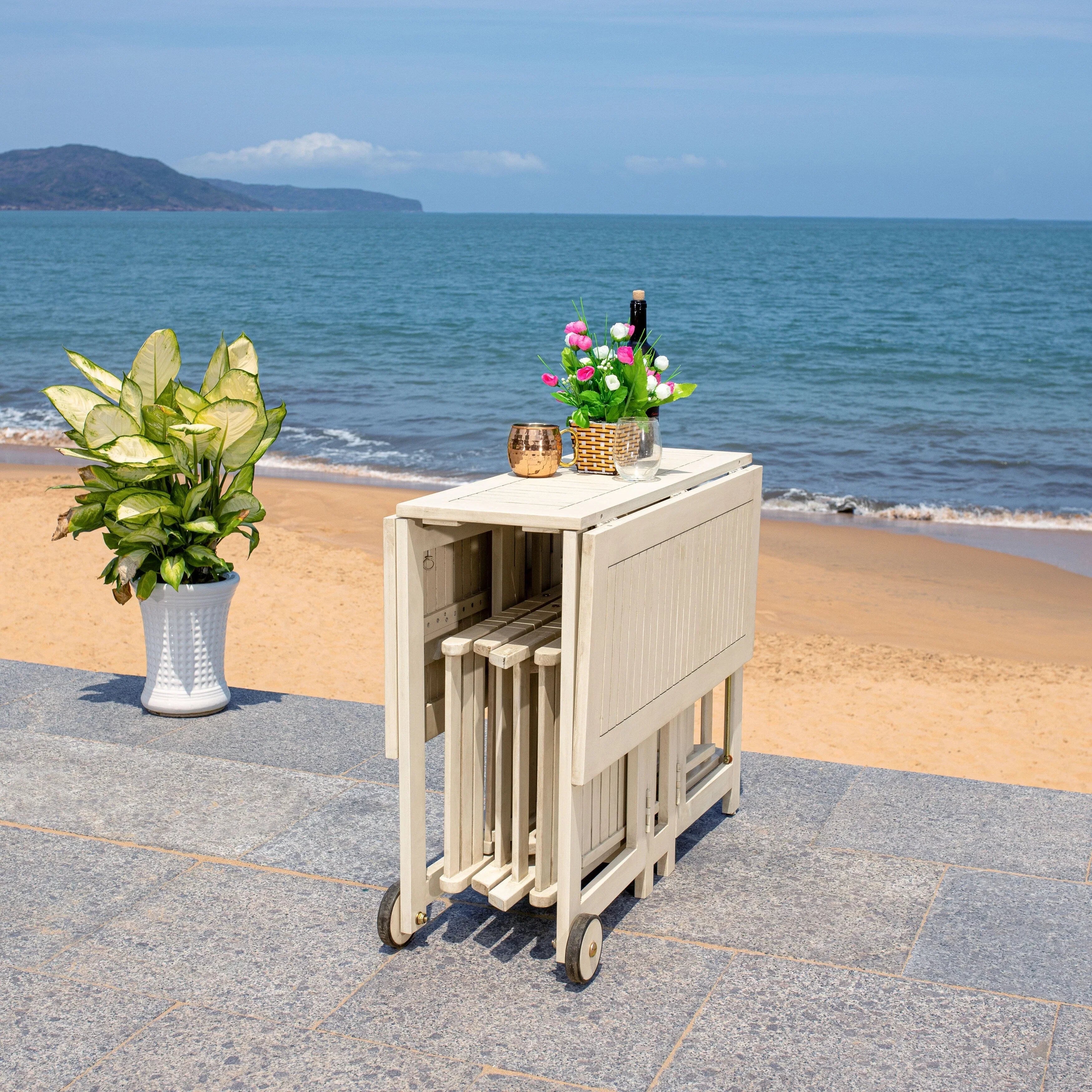 SAFAVIEH Outdoor Brandy 5-Piece Outdoor Dining Table Set - 43Wx35Dx29H