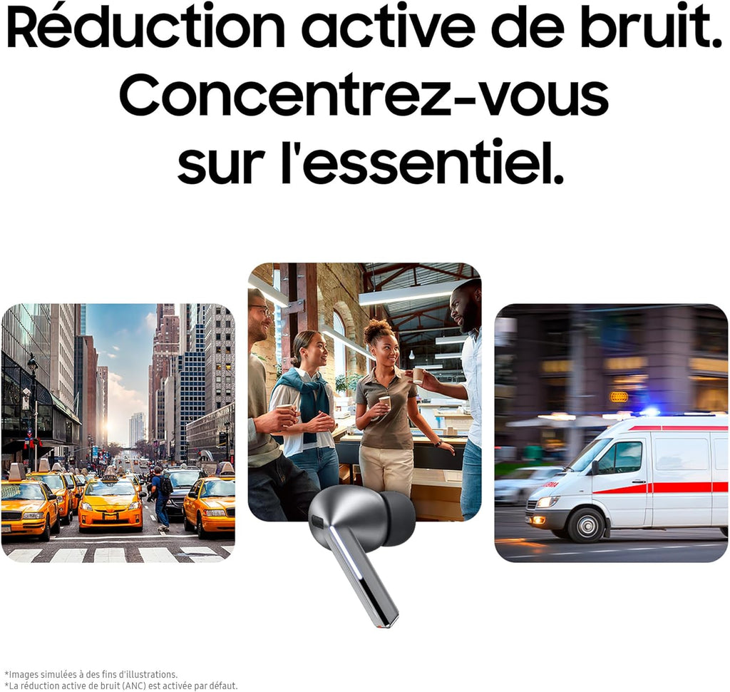 Buds3 Pro, Écouteurs sans Fil, Réduction Active de Bruit, Bluetooth, Argent, Audio 360, AI, Chargeur Secteur Inclus, (Version FR)