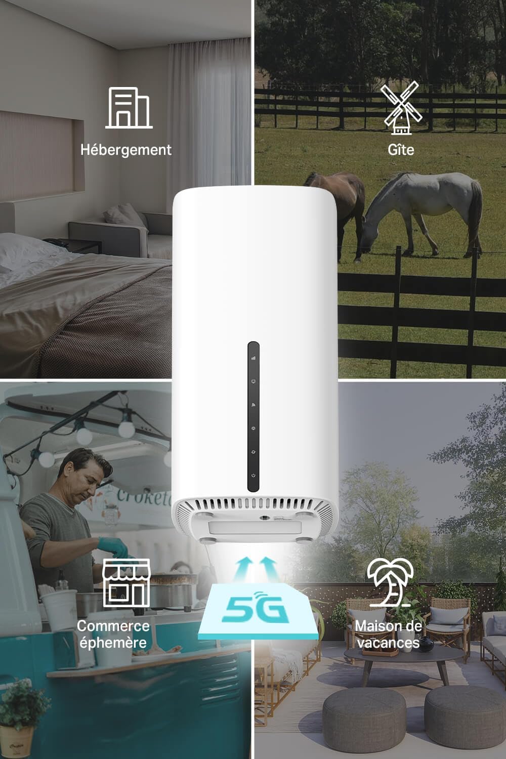 TP-Link Routeur 5G, Routeur WiFi 6 AX1800Mbps, 3 Ports Gigabit, Bi-Bande MU-Mimo, EasyMesh, Connecte Jusqu’à 64 Appareils, Plug-and-Play, Compatible Toutes Les Cartes SIM des opérateurs, Archer NX200
