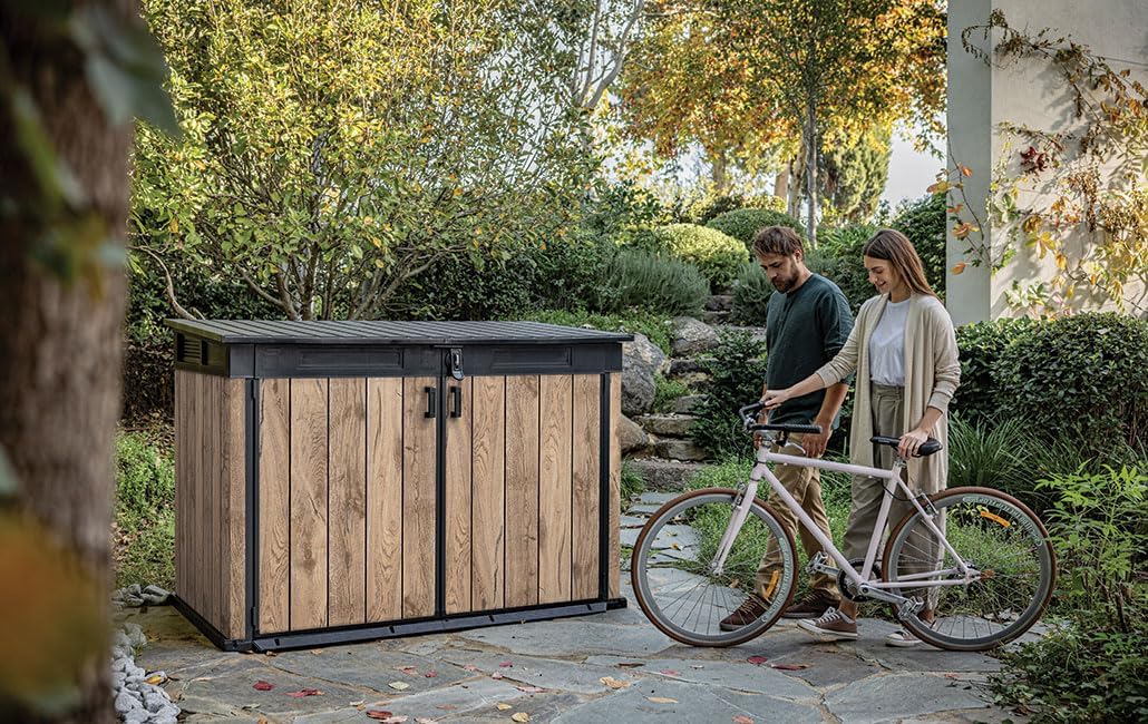 Keter Coffre de rangement pour jardin Signature 2020L - Aspect bois