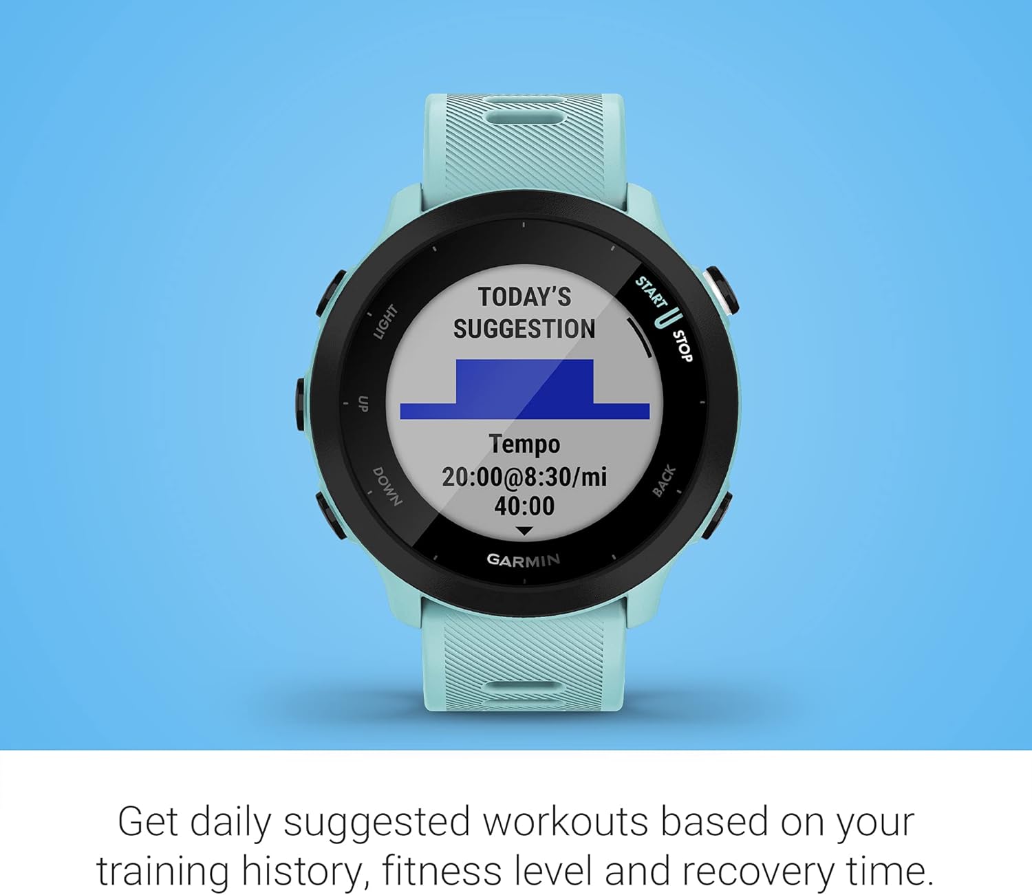 Garmin Forerunner 55 Montre de Course GPS avec entraînements Quotidiens suggérés, jusqu'à 2 semaines d'autonomie, Aqua