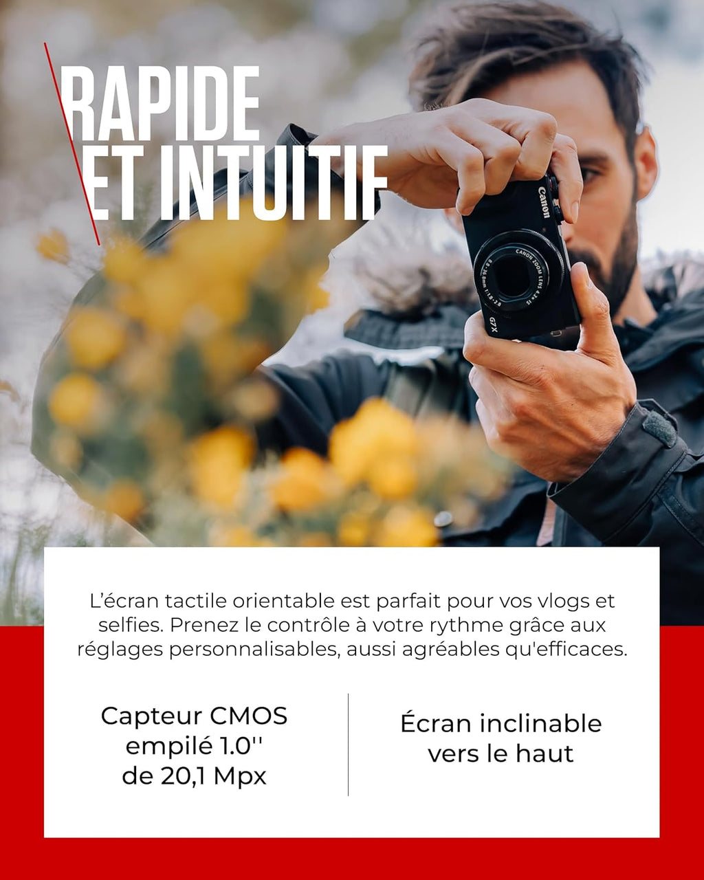 Canon PowerShot G7 X Mark III (Noir) - Appareil Photo numérique avec capteur 1 Pouce et vidéo 4K - Idéal pour Le vlog - Wi-FI et Bluetooth - Adopté par Les Créateurs Nomades