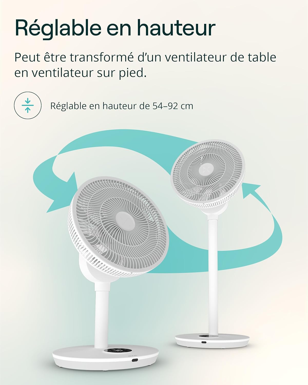 Duux Ventilateur intelligent Whisper Flex 2 – ultra silencieux 13 dB – mode nuit & minuterie – hauteur réglable (54–92 cm) – 2W éco – contrôle app & télécommande – Blanc