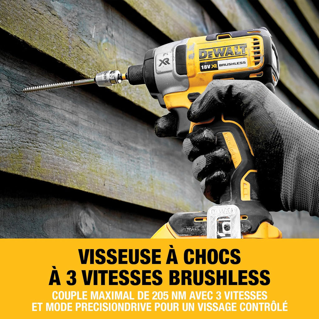 DEWALT - Pack 5 outils XR 18V, 1 perceuse-visseuse, 1 visseuse à chocs à 3 vitesses, 1 scie sauteuse, 1 scie circulaire, 1 lampe LED, 3 batteries 5Ah, 1 chargeur et 2 coffrets TSTAK, DCK551P3T-QW