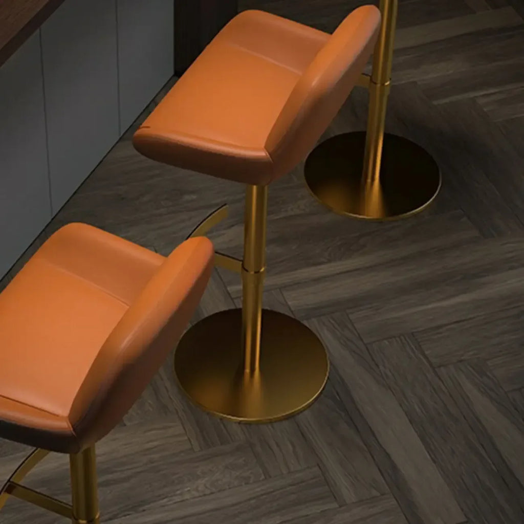 Minimalist Leather Swivel Bar Stools with Low Back for Kitchen