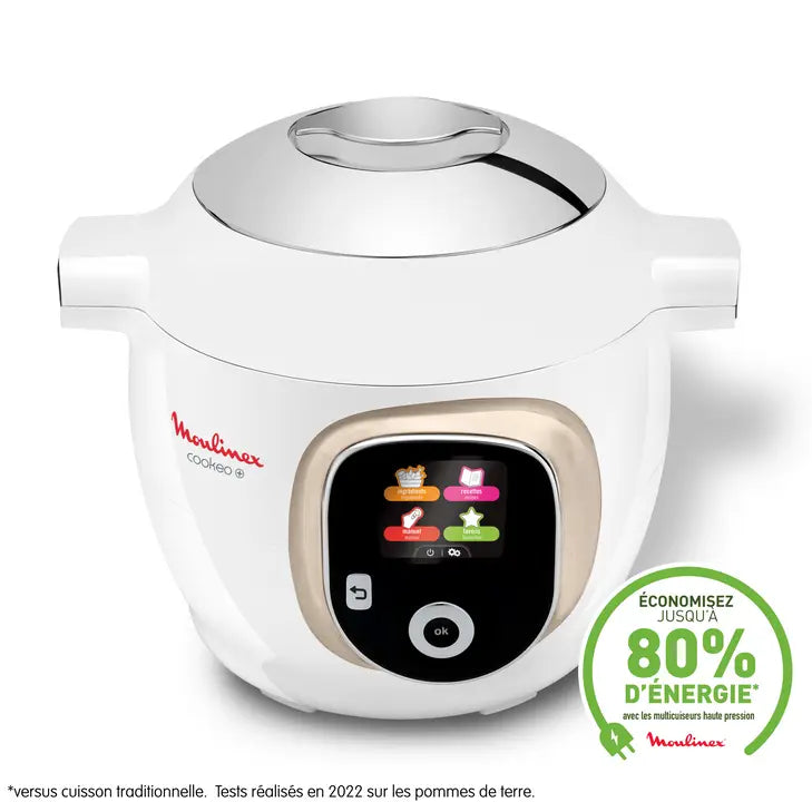 Cookeo+ Connect 200 recettes Blanc, avec louche incluse
