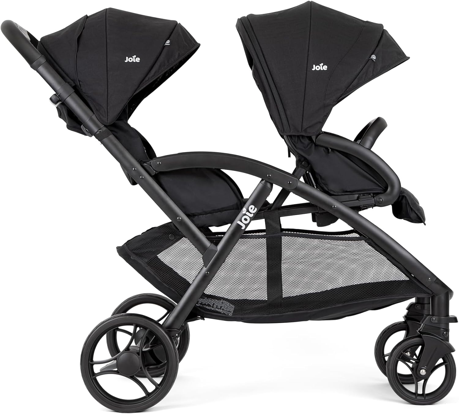 Joie - Evalite Duo - Poussette Double Légère - Siège Arrière Inclinable À Plat - Compatible Sièges Auto Et Nacelles - Suspension 4 Roues - Harnais 5 Points SoftTouch - Dès la naissance