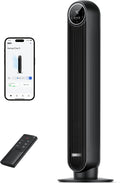 DREO Ventilateur tour intelligent avec fonction WiFi, ventilateur silencieux avec contrôle vocal et télécommande, oscillation à 90°, 4 modes, 4 vitesses, minuterie 8H, ventilateur de refroidissement