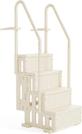 BONNLO Échelle de Piscine Antidérapante PE, Escalier de Piscine, Adaptée aux Piscines Hors Sol et Creusées Intérieur Extérieur, Blanc Cassé (Blanc Cassé, 4)