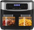 Iceagle Air Fryer 12 L Friteuse sans Huile - Friteuse à Air Chaud avec 10 Programmes, 2 Tiroirs, Fenêtre Visible, Panneau Tactile LED, Fonctions Match Cook & Smart Cook, 2600W, Noir