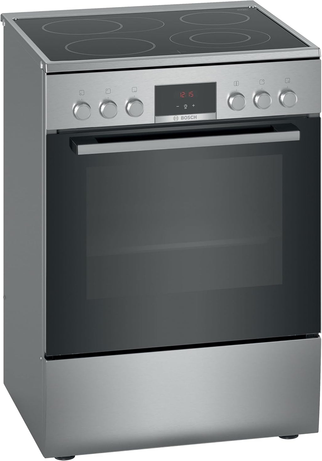 Bosch HKR39C250 Série 4 Cuisinière électrique 60 cm de large, EcoClean Direct, 3D air chaud cuisson à 3 niveaux, contrôle de l'écran LED, zone de cuisson extensible pour grande batterie de cuisine