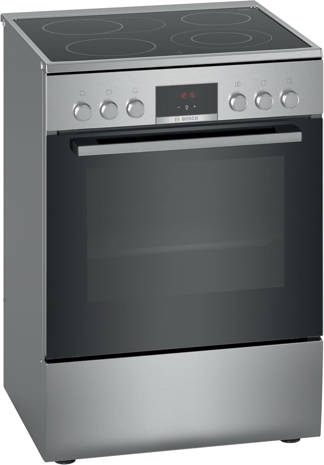 Bosch HKR39C250 Série 4 Cuisinière électrique 60 cm de large, EcoClean Direct, 3D air chaud cuisson à 3 niveaux, contrôle de l'écran LED, zone de cuisson extensible pour grande batterie de cuisine