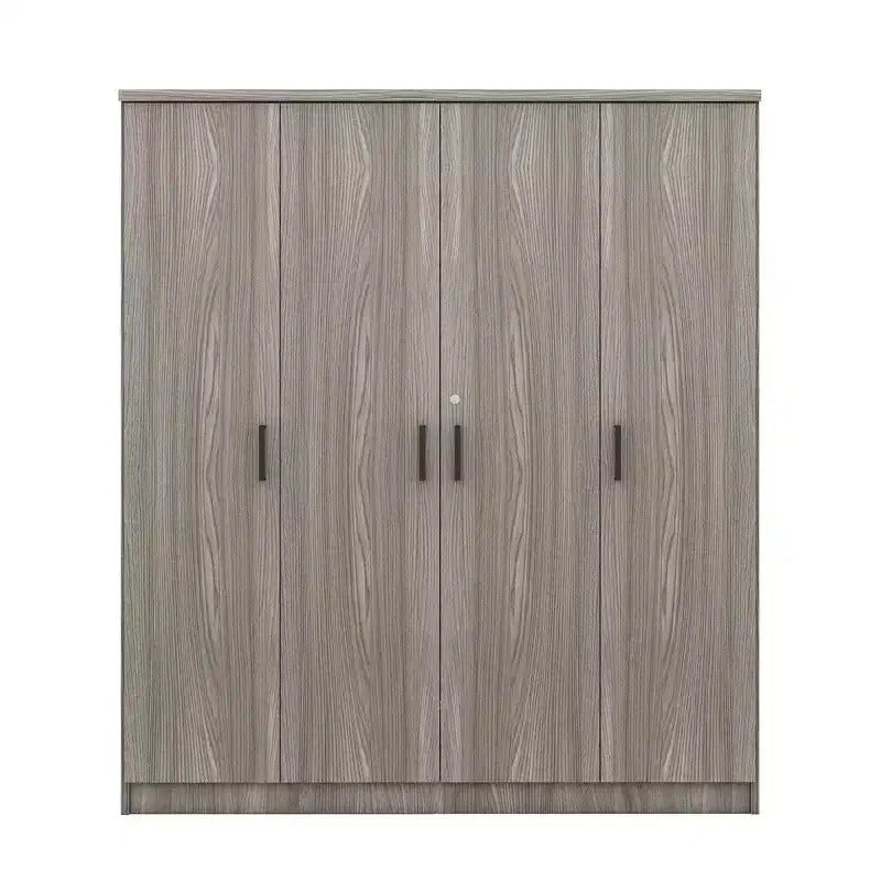 Whisen Wood 4-Door Wardrobe Armoire with Hanging Rod, 1-Drawer and Storage Shelves