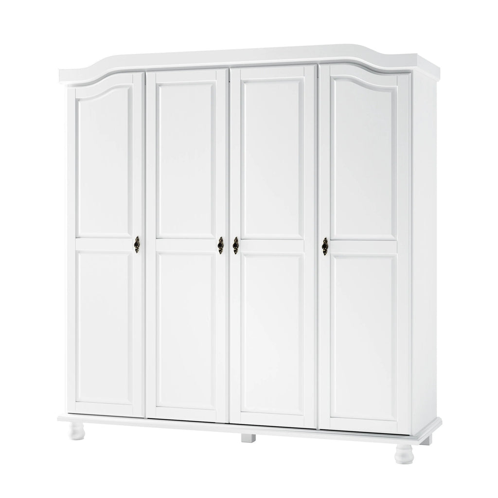 Palace Imports 100% Solid Wood Kyle 4-Door Wardrobe Armoire with Solid Wood or Mirrored Doors