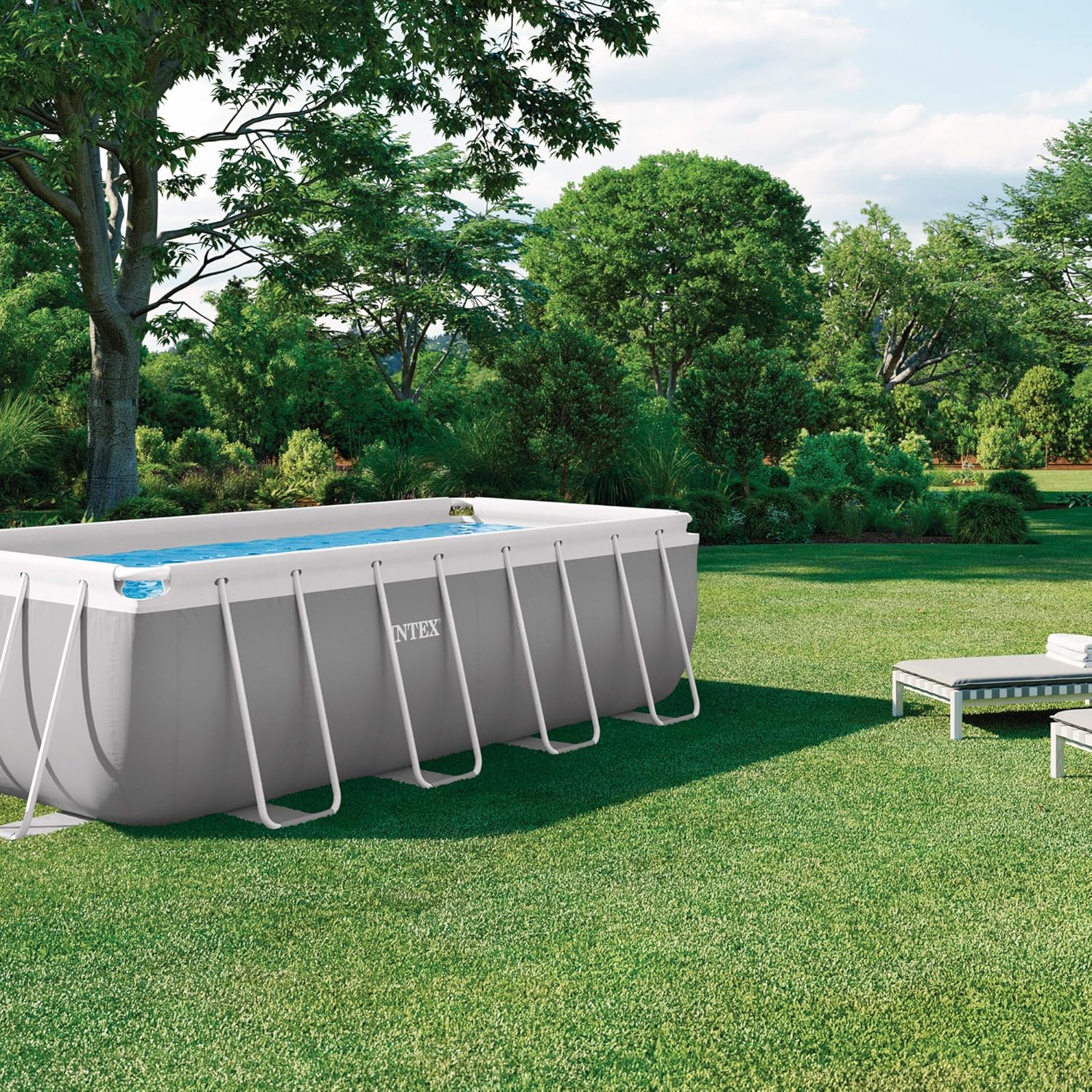 Intex kit Piscine Prism Frame rectangulaire Tubulaire (l) 4,00 x (l) 2,00 x (h) 1,22m