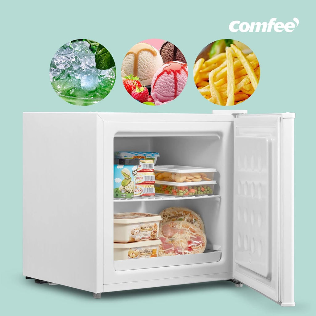 COMFEE' RCU40WH2(E) 31L Mini Congélateur, Porte Réversible, 4 Étoiles, Silencieux, pratique dans le Bureau, l'Hôtel et la Maison, Blanc