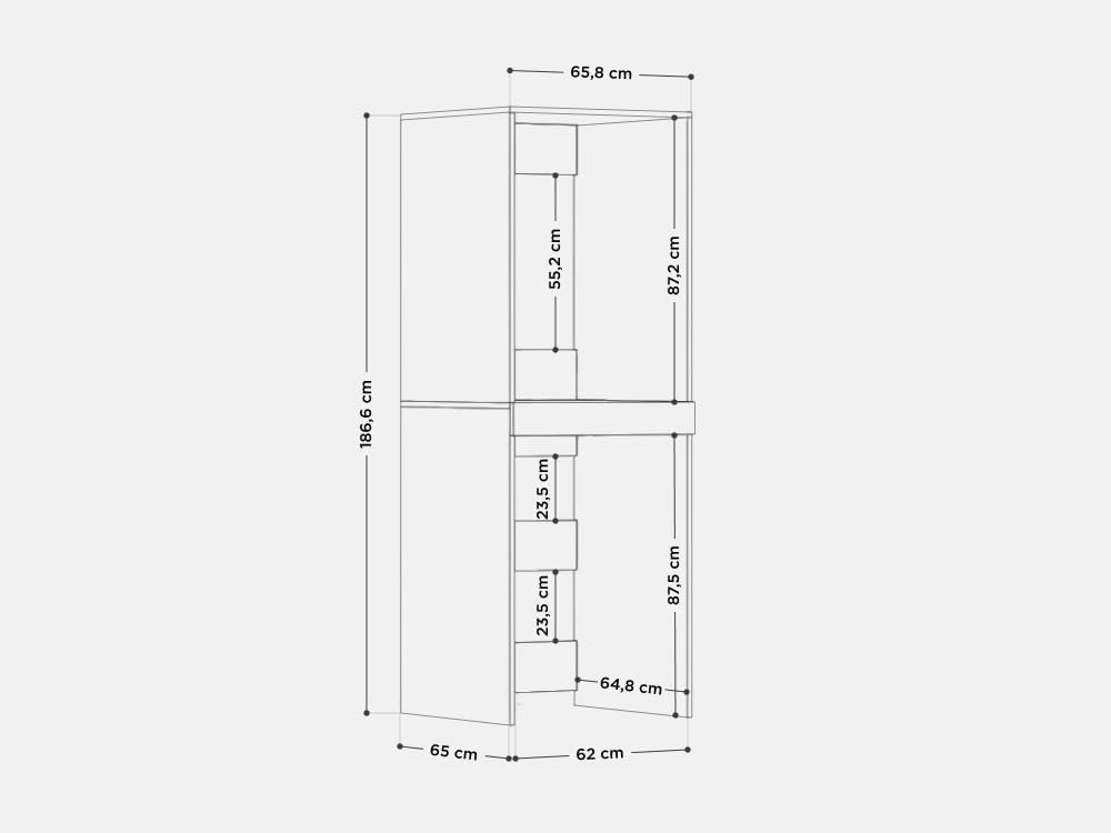 PLATAN ROOM Armoire pour lave-linge et sèche-linge avec plateau coulissant 187 x 65 x 66 cm blanc