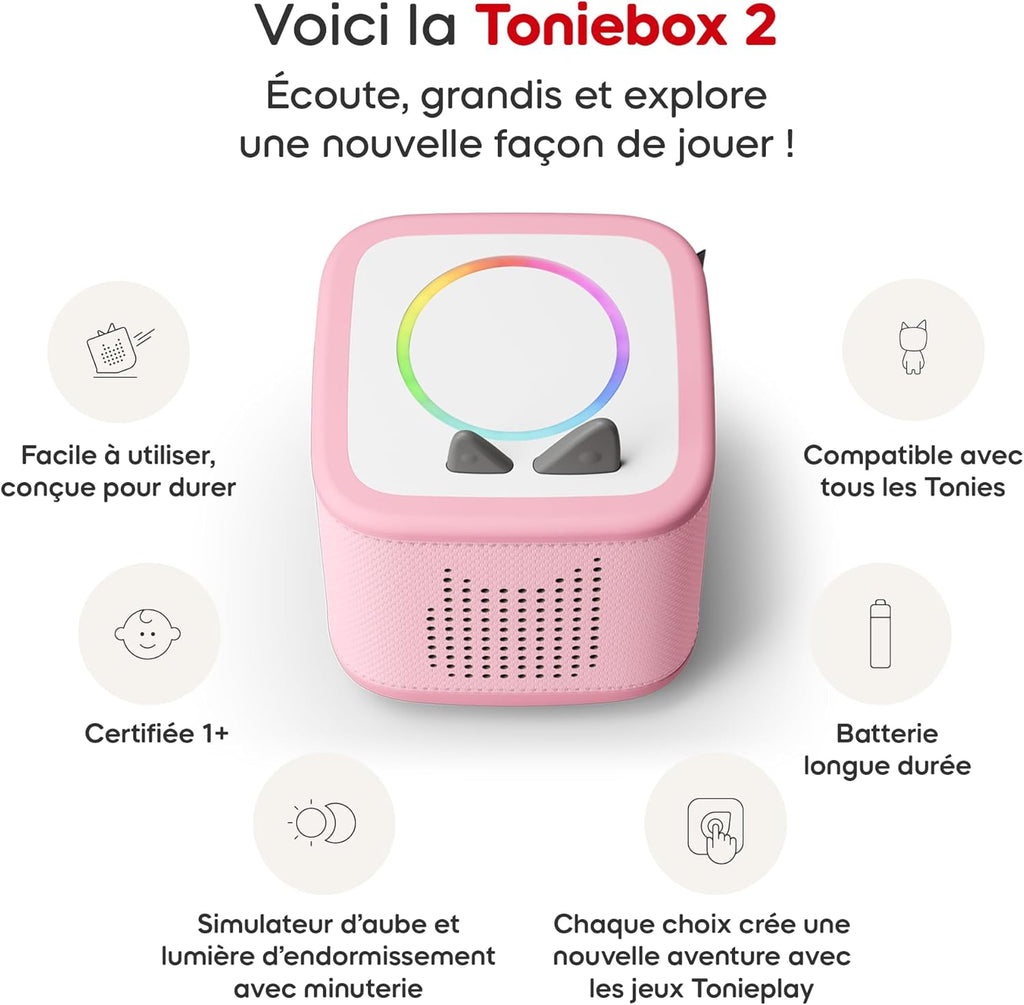 tonies Toniebox 2 Pack Boite à Histoire pour Enfant 1 à 9 Ans, Robuste & Facile à Utiliser, avec Vaiana, Elsa, Rose