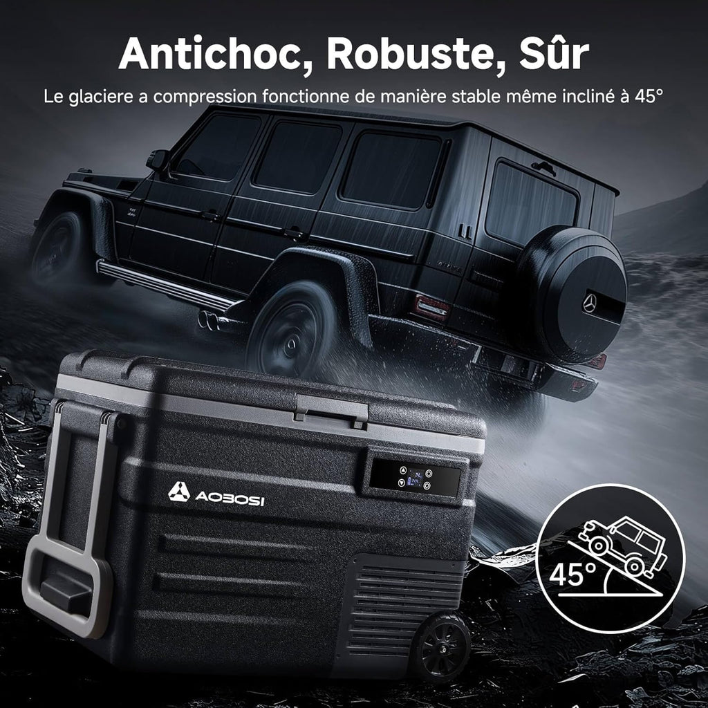 45L Glacière à Compresseur,Glaciere Électrique -20℃ à 20℃,Frigo Camion APP&Bouton Contrôle,12/24V DC et 100-240V AC Glaciere Camping Pour Voiture,Camion,Bateau et Prise De Courant -