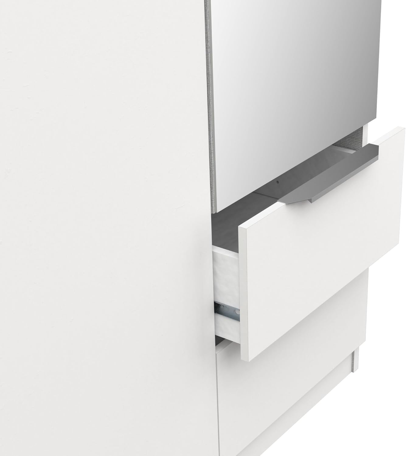 Armoire dressing blanc mat avec miroir 3 portes 120 x 50 x 200 cm