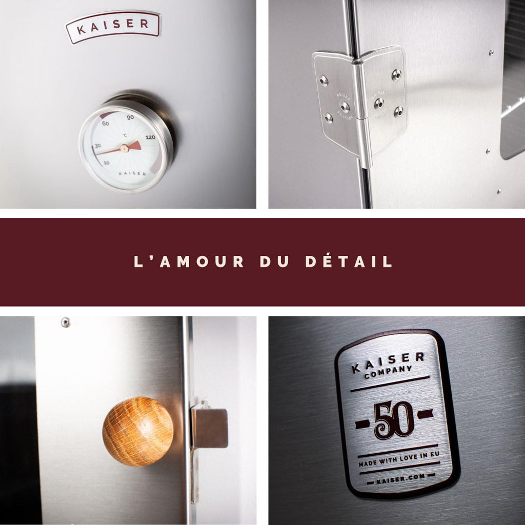 Fumoir KAISER COMPANY '50' en acier inoxydable de haute qualité, portable de 80 cm, pour fumer jusqu'à 10 kg de viande, chauffage au bois