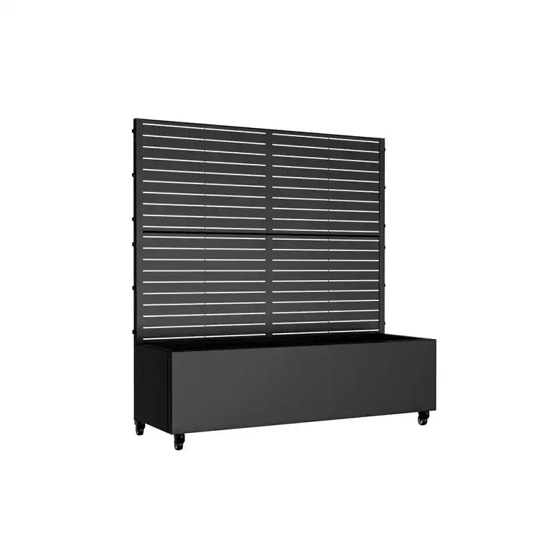 MAYEERTY Planter Box with Trellis Iron Black Louvered Classic Style 47x47x16in 3-Piece Set