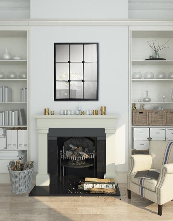 EMDE Miroir Industriel en métal Noir Style CABOCHON - 80x60 cm