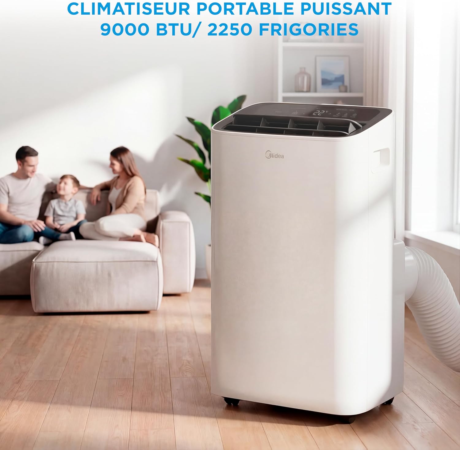 MIDEA Climatiseur Mobile Silencieux 9000 BTU avec Évacuation | 4 en 1: Climatisation, Ventilation, Déshumidification, Sleep | Clim Portable avec Contrôle App & Télécommande | Kit de Fenêtre Inclus