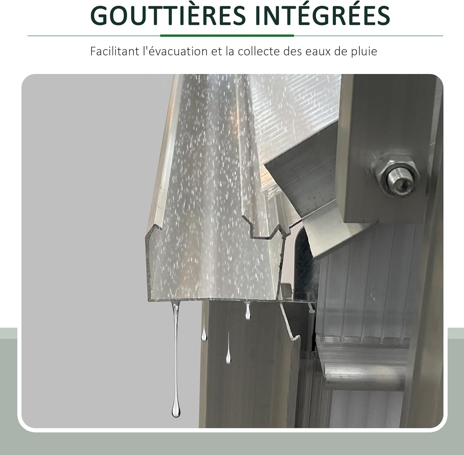 Outsunny Serre de Jardin en Polycarbonate 7,1 m² avec Porte coulissante, Lucarne Ajustable, Fondation Incluse, dim. 1,9L x 3,75l x 1,99 m - Argent et Transparent