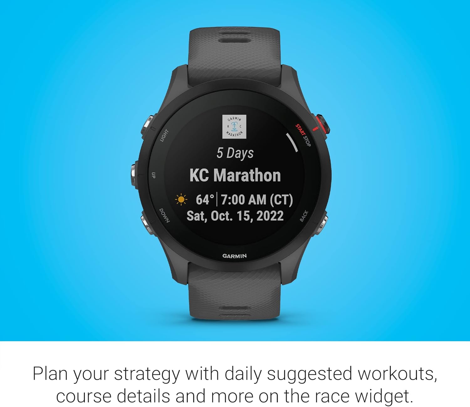 Garmin Forerunner 255 Montre intelligente GPS de course à pied, Advanced Insights, batterie longue durée, gris ardoise, 46 mm