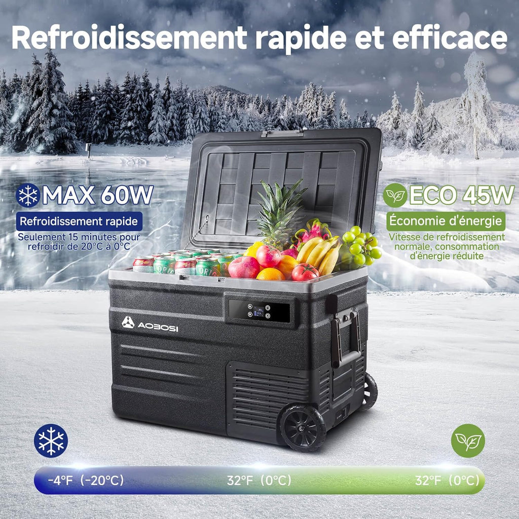 45L Glacière à Compresseur,Glaciere Électrique -20℃ à 20℃,Frigo Camion APP&Bouton Contrôle,12/24V DC et 100-240V AC Glaciere Camping Pour Voiture,Camion,Bateau et Prise De Courant -