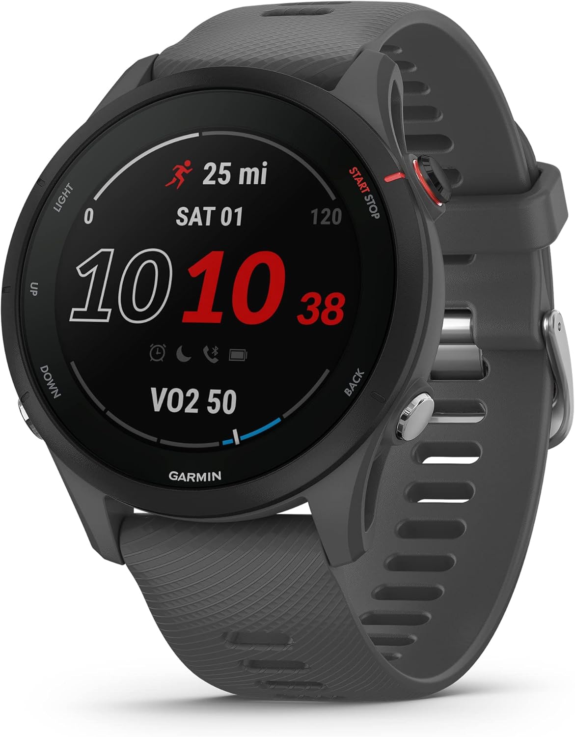 Garmin Forerunner 255 Montre intelligente GPS de course à pied, Advanced Insights, batterie longue durée, gris ardoise, 46 mm