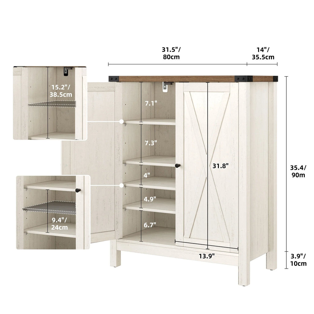 Moasis 5-tier 20 Pair Shoe Storage Cabinet with Double Doors for Entryway
