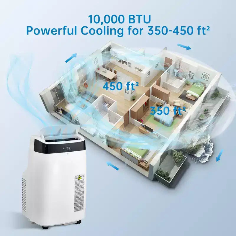 10000 BTU Portable Air Conditioner, Home AC/Air Conditioner with Remote Control for Room up to 450 Sq.Ft, 3-in-1 Functions/24 Hrs Timer/Caster Wheels