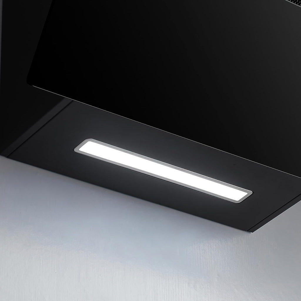 Ciarra CBCB6736F Classe A+++ Hotte Aspirante Inclinée 60cm - 650m³/h - Commande Tactile & Wi-Fi - Fonction Boost - Design en Verre Élégant - Noir