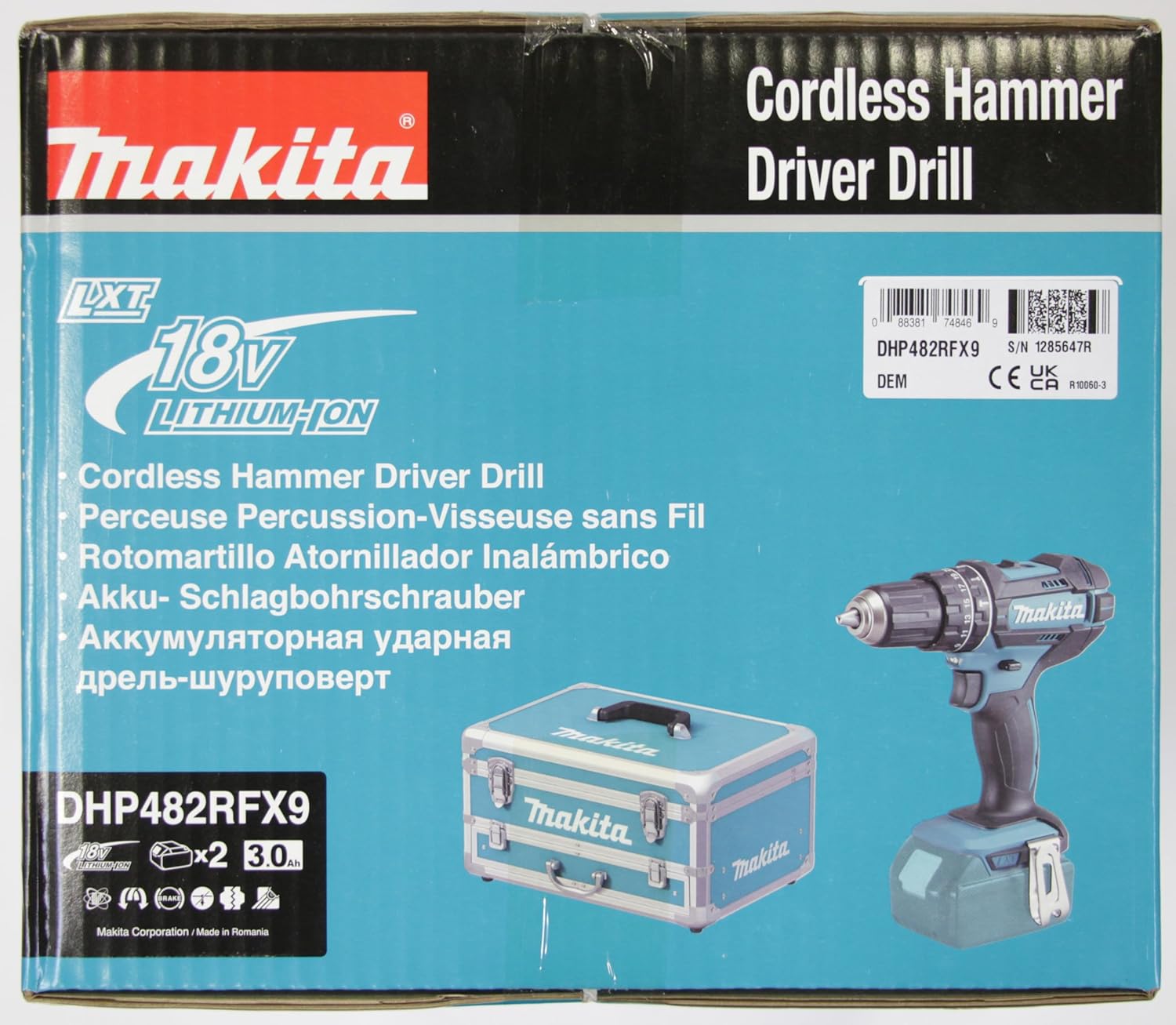 Perceuse à percussion 18V LXT (2x3,0 Ah) avec accessoires -  DHP482RFX9