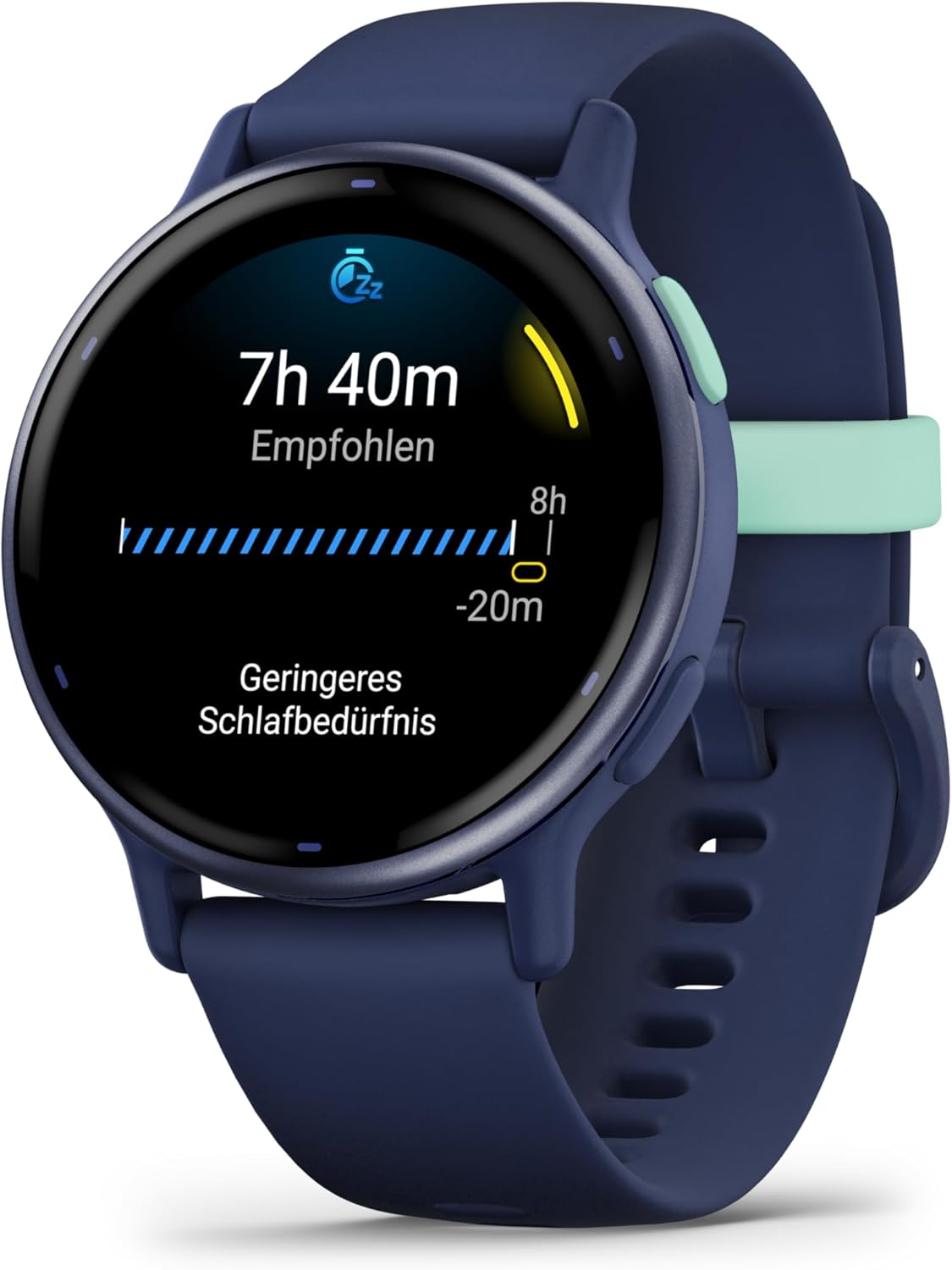 Garmin vívoactive 5 - Montre connectée GPS Sport et santé – Metallic Blue avec Bracelet Bleu Marine (Reconditionné)