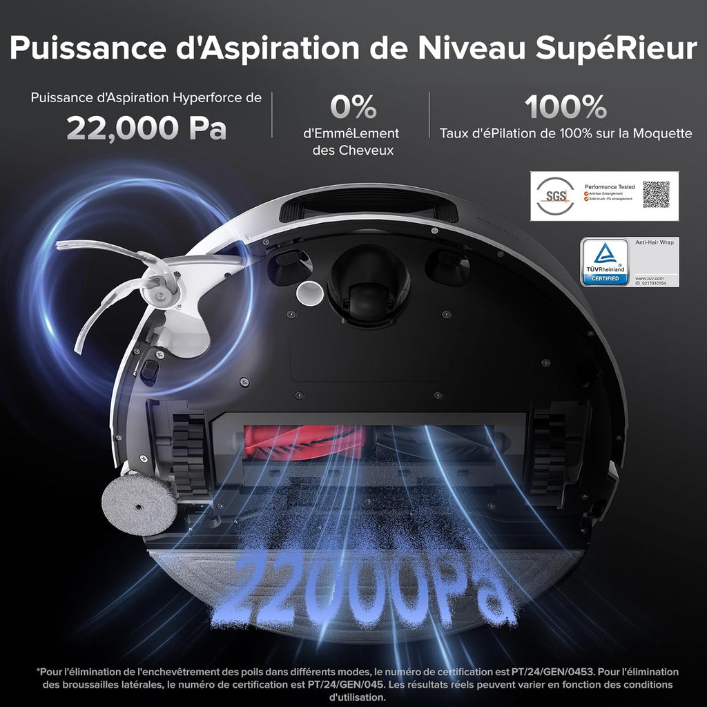 roborock Saros 10 Aspirateur Robot 22000 Pa, Système VibraRise 4.0, Évitement d'obstacles Reactive Al 3.0, Châssis AdaptiLift, Anti-Enchevétrements, Station Tout-en-un (Mise à Niveau du S8 MaxV Ultra)