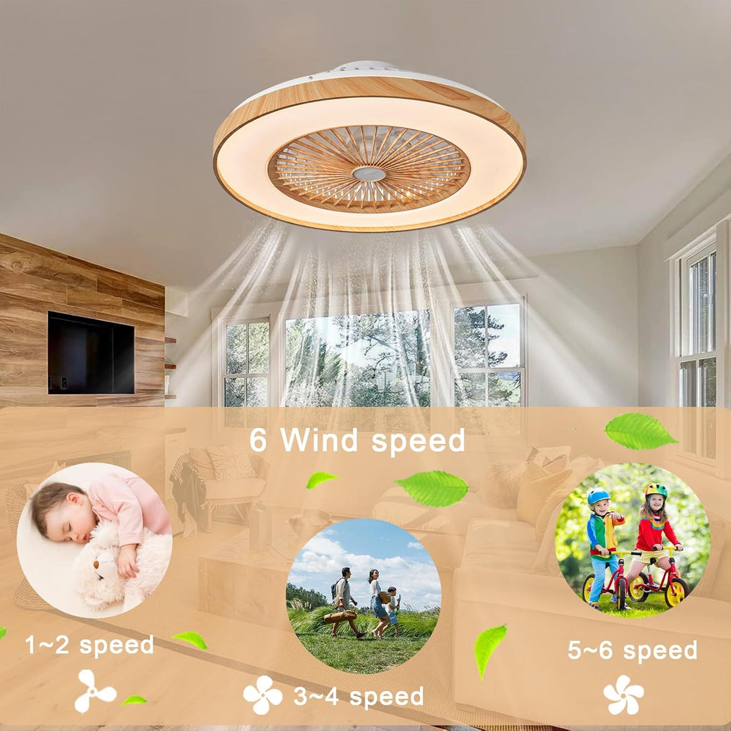 Silencieux Ventilateur De Plafond Avec Lumière Et Télécommande 50/60cm LED Grand Luminaire Ventilateur Plafond 96 Watt 9600 Lumen Dimmable Reversible DC Motor Pour Chambre Salon-50cm