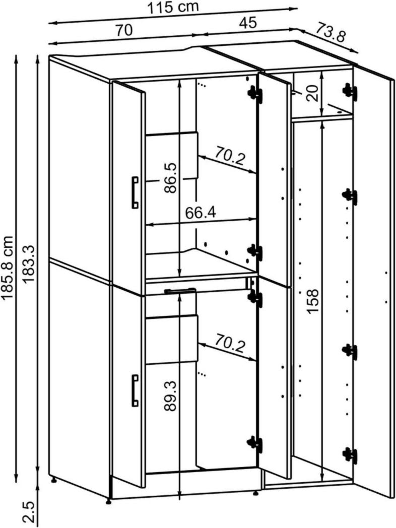ROOMART Dora - Meuble pour machine à laver - Pour sèche-linge et machine à laver - En 4 couleurs - Avec portes et panneau coulissant - Blanc - Chêne blanc - Chêne anthracite - Chêne blanc (chêne blanc)