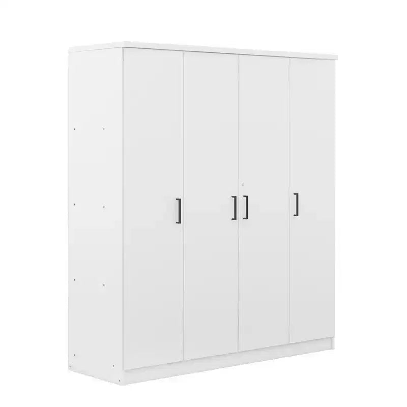 Whisen Wood 4-Door Wardrobe Armoire with Hanging Rod, 1-Drawer and Storage Shelves