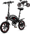 DYU Vélo Électrique Pliable,14 Pouces Vélo Électrique Portable,Smart E-Bike, Pédalage Assisté, Hauteur Réglable, Portable Compact, Adulte Unisexe (Noir, D3F 10AH)
