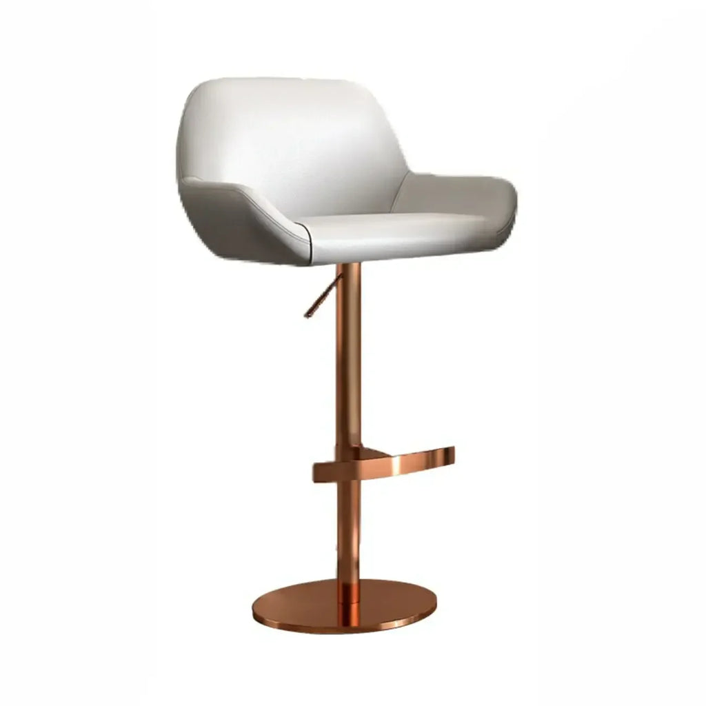 Minimalist Leather Swivel Bar Stools with Low Back for Kitchen