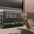 MAYEERTY Planter Box with Trellis Iron Black Parallel Line 01 Louvered Classic Combined Style 72x47x16in 3-Piece Set