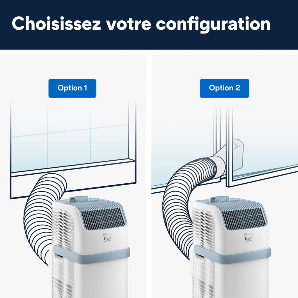 De'Longhi Pinguino Compact ES72 YOUNG, Modèle 2022, Climatiseur Mobile Silencieux, 8.300 BTU/h, 2,1 kW, 60m3, Gaz R290, Fonction Déshumidificateur, 24 Heures Timer, Classe Énergétique A, Blanc